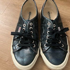 Superga Italian Metallic Blue Shoes